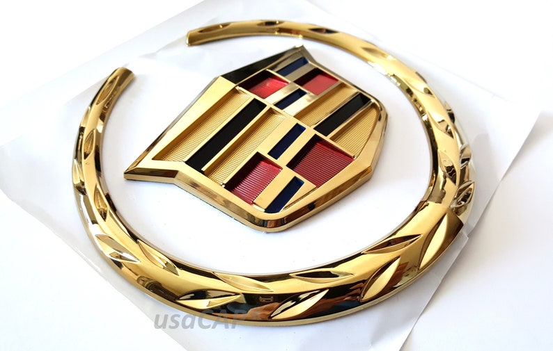 Gold Cadillac Front Grille 6 Emblem Hood Badge Logo Etsy