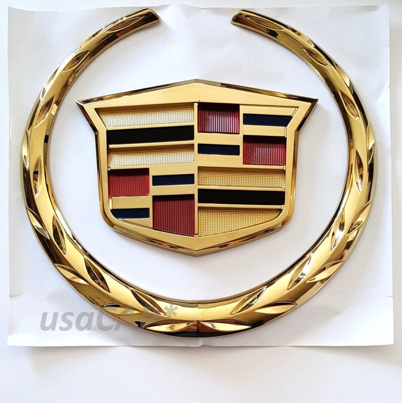 Gold Cadillac Front Grille 6 Emblem Hood Badge Logo Etsy