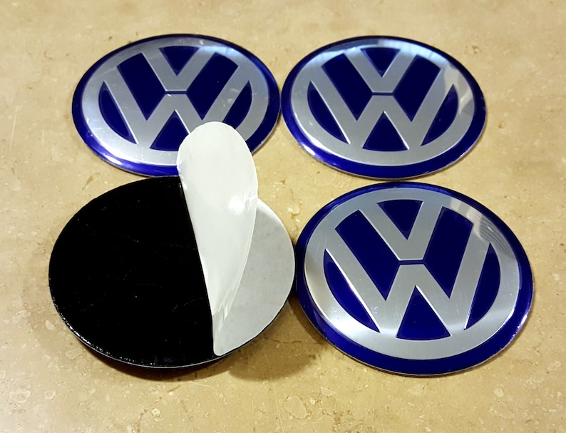 Set of 4 Stickers for Car Wheel Center Cap VW Blue & Chrome Etsy