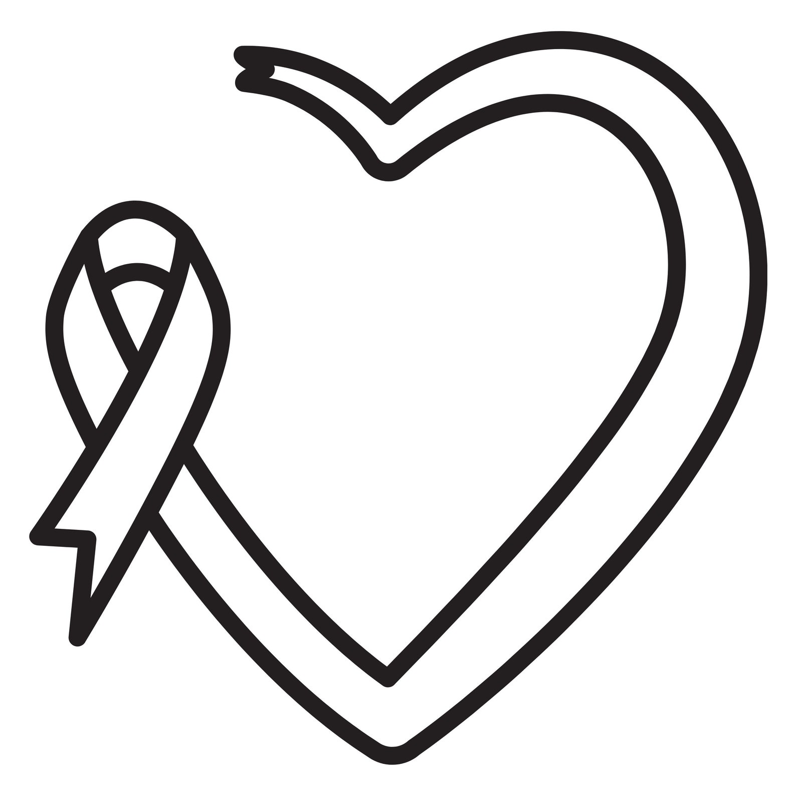 Heart with Awareness Ribbon Coloring Page Digital Download - Etsy Italia