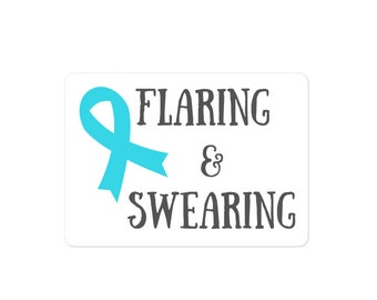 POTS Flaring & Swearing Sticker: Turquoise Ribbon, Dysautonomia Gift
