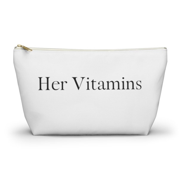 Modern Minimal Hers Vitamin Organizer Accessory Pouch w T-bottom, Vitamin Travel Bag, Vitamin Purse Organizer