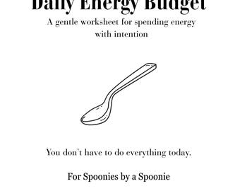Daily Energy Budget Worksheet | Spoon Theory Printable | Chronic Illness Energy Tracker | Spoonie Planner PDF
