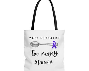 Purple Ribbon Awareness Tote Bag: Lupus Spoonie Gift