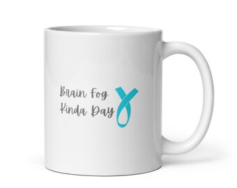 Turquoise Ribbon White glossy mug, POTS Mug, Dysautonomia Mug, Christmas Gift, Birthday Gift, Coffee Mug