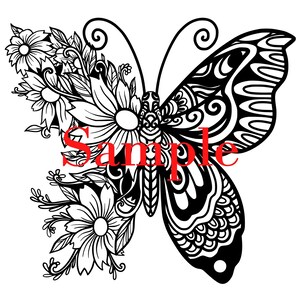 Coloriage papillon : motif floral avec « espoir » (téléchargement PDF)