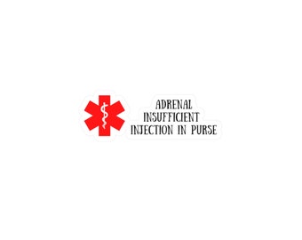 Adrenal Insufficiency Injection Vinyl Decal: Addison's Disease Emergency Sticker