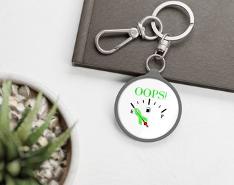 Green Ribbon OOPS Pacing Keyring Tag, Lyme Disease, Mitochondrial Disease, Birthday Gift, Christmas Gift