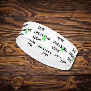 Green Ribbon Hot Freaking Mess Headband, Lyme Disease, Mitochondrial Disease, Birthday Gifts, Christmas Gifts, Awareness Gift