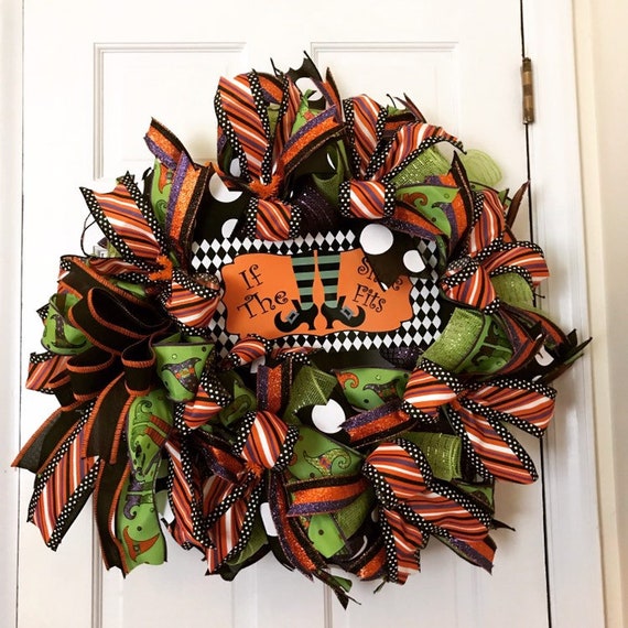 Halloween Witch Wreath Witch Legs Halloween Decoration Etsy