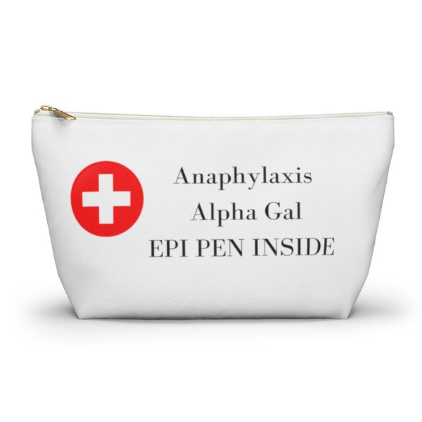 Alpha Gal EPI Pen Accessory Pouch w T-bottom, Alpha Gal Allergy Injection Bag, Alpha Gal Anaphylaxis Bag