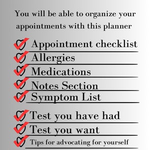 Chronic Illness Medical Appointment Checklist, Medical Appointment Planner, Spoonie Checklist, Spoonie Appointment Planner, Digital Download