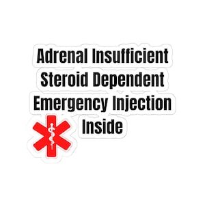 Adrenal Insufficient Steroid Dependent Emergency Injection Inside Sticker | Medical ID Kiss-Cut image 4