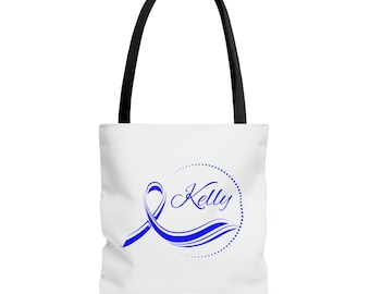 Blue Ribbon Personalized Tote Bag: Awareness Gift