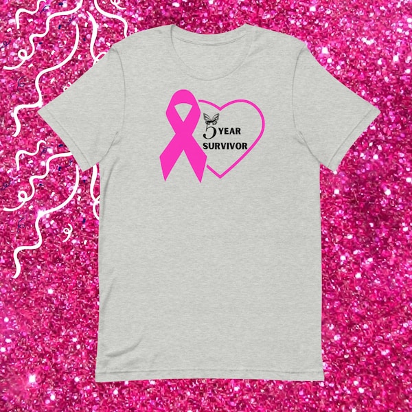 Breast Cancer 5th Anniversary Unisex t-shirt, Five Year Survivor Tee, Christmas Gift, Birthday Gift