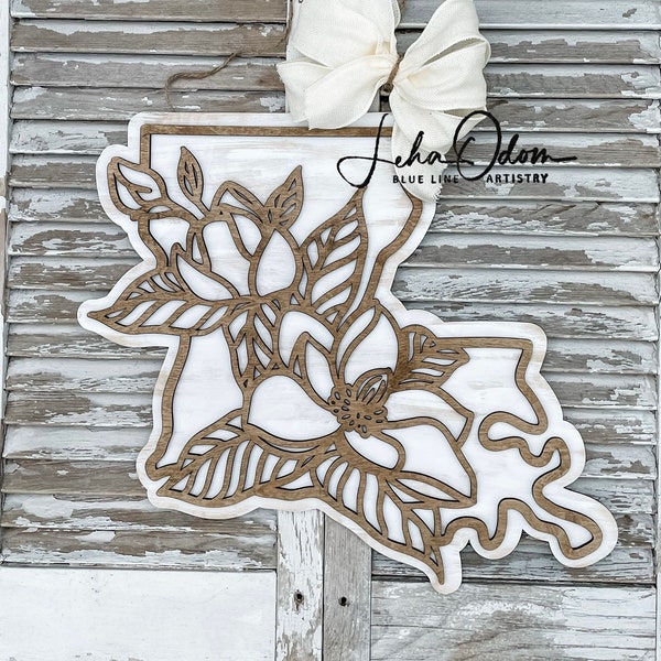 Louisiana Magnolia Door Hanger | 3D Magnolia Door Hanger | Louisiana Decor | Magnolia Decor | Louisiana Magnolia | State Flower | Bayou Door