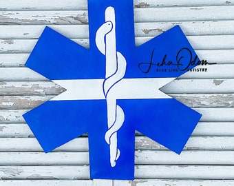 Star of Life Door Hanger| EMS Door Hanger | EMT | EMS | Star of Life | Medic Door Hanger | Paramedic Decor | Emergency Medical Services|