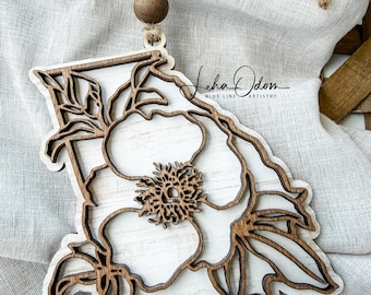 Georgia Cherokee Rose Ornament | State Flower Ornaments | 3D Ornament | State Ornament | Christmas Ornament | State Bag Tag | State Gift Tag