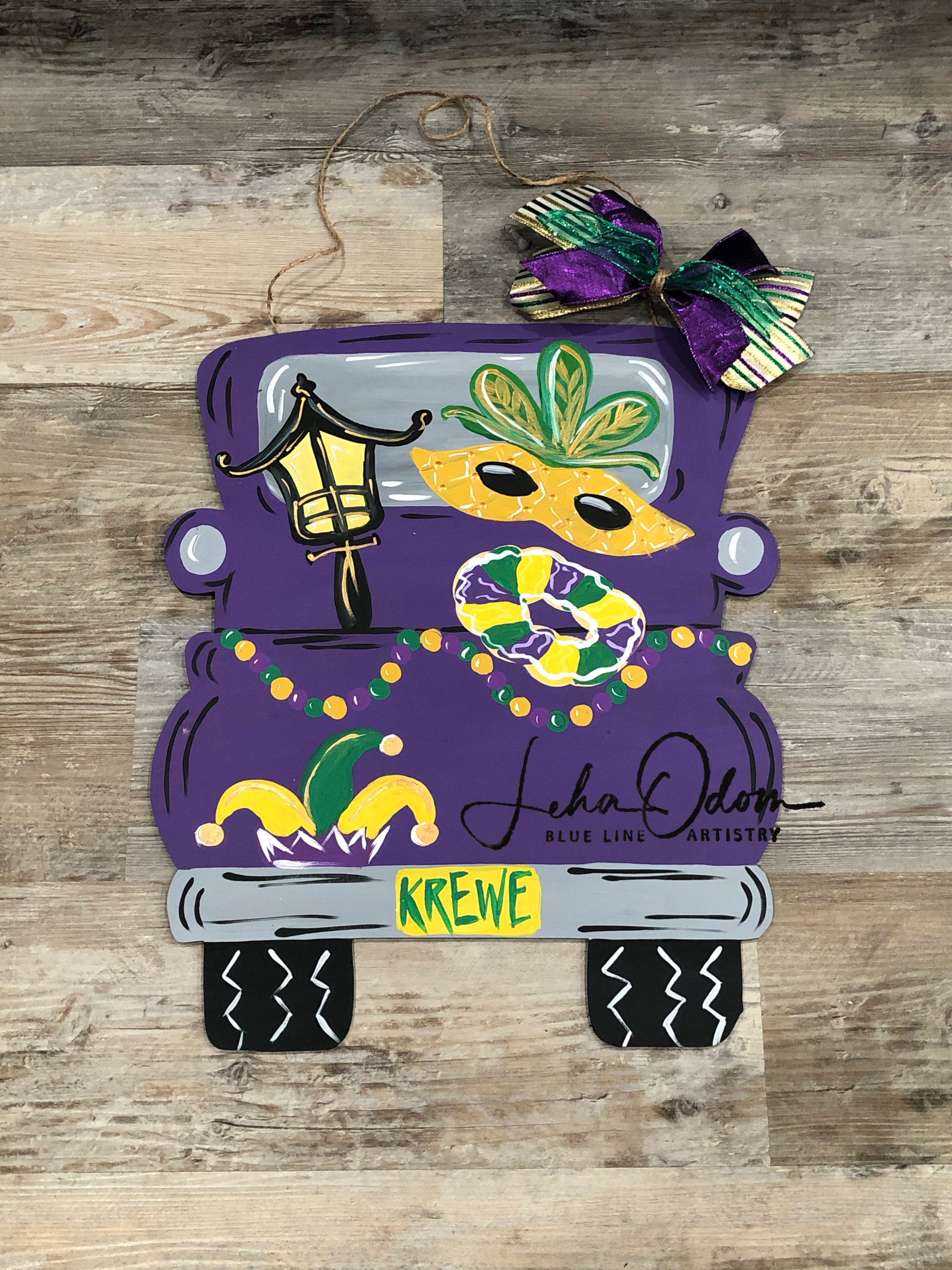 mardi gras bow door hanger
