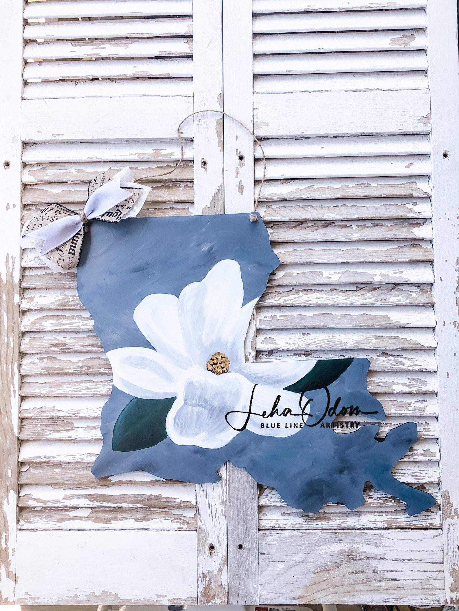 Louisiana Door Hanger Magnolia Door Hanger Louisiana Etsy