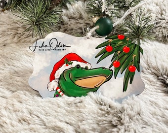 Gus Series Individual Ornament | Alligator Ornament | Bayou Santa | Louisiana Christmas | Children’s Ornament | Cajun Christmas |Santa Gator