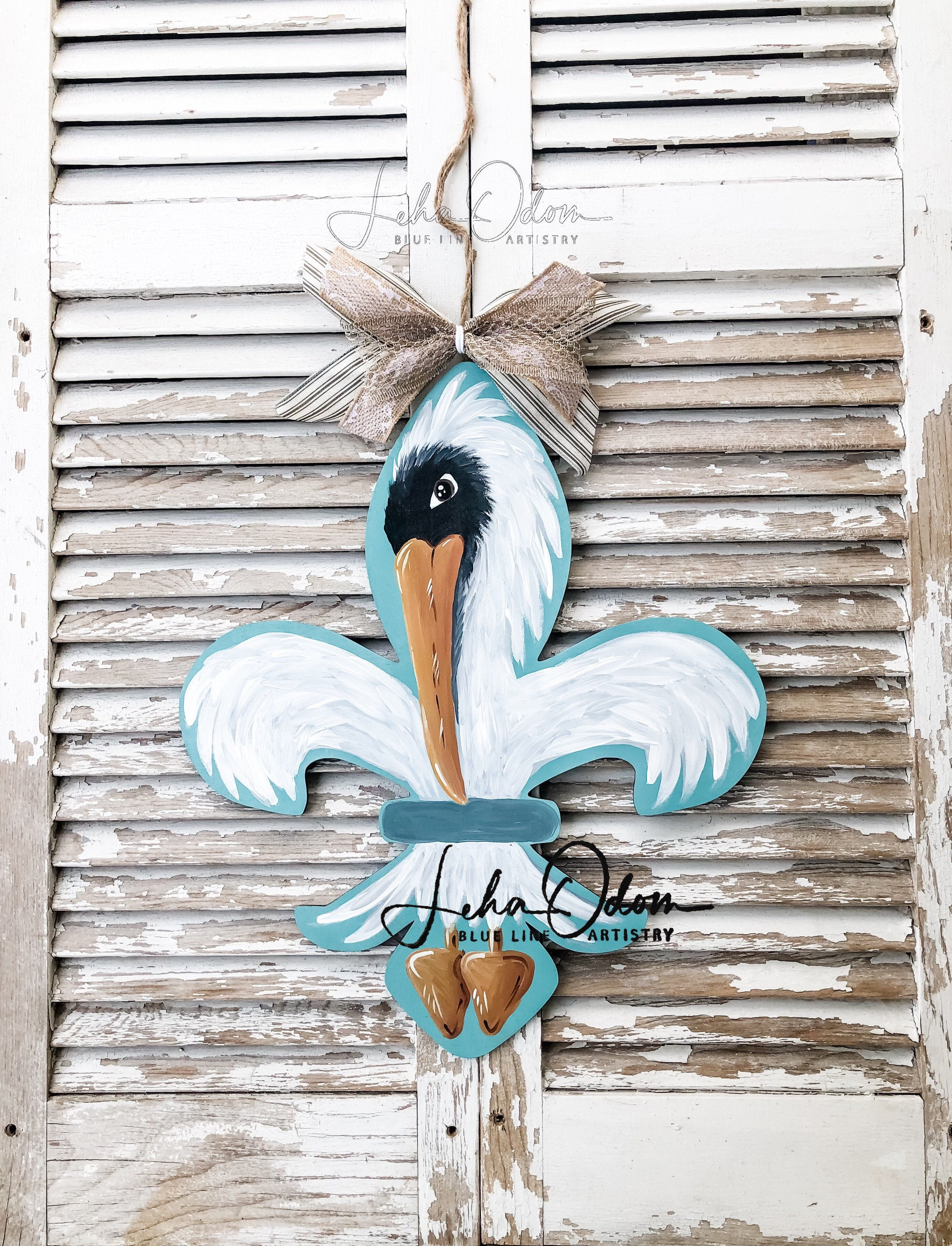 Pelican Fleur de Lis Door Hanger | Fleur de Lis Door Hanger | Louisiana Door Hanger | Louisiana Decor | Pelican Door Hanger | Bayou Decor