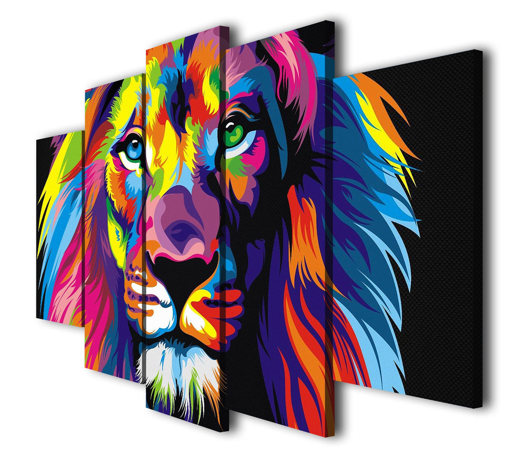 Colorful Rainbow Lion Canvas Wall Art Framed Print Etsy