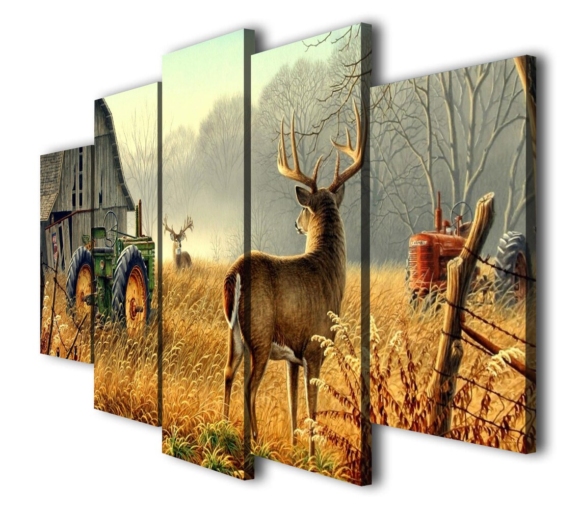John Deere Tractor Canvas Wall Art Deer and tracror canvas Etsy