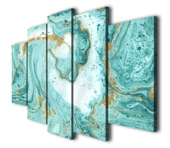 Mint Green Marble Canvas Marble Abstract Triptych Canvas Wall | Etsy