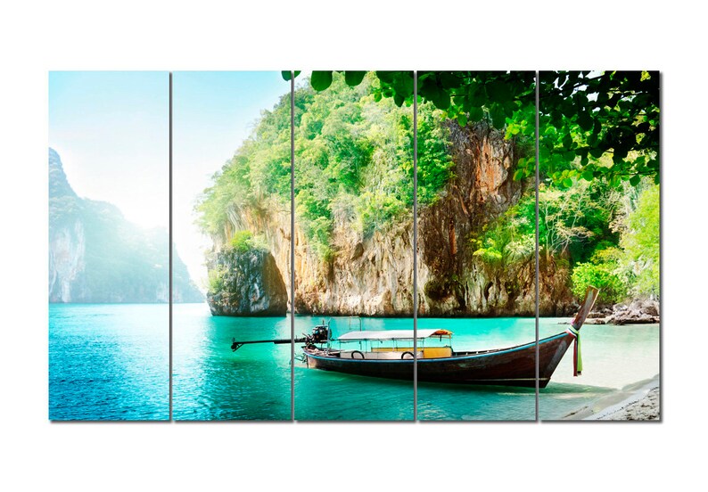 Thailand Sea Boat Wall Decor Sea Boat Canvas Thailand Poster Etsy