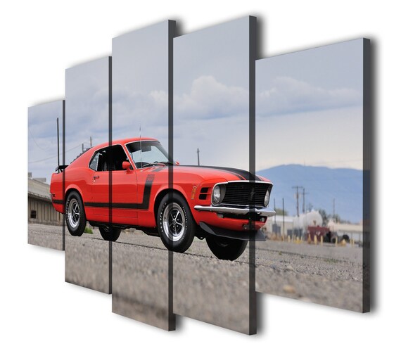 Red 1970 Ford Mustang Boss 302 Fastback Canvas Wall Art Ford Etsy