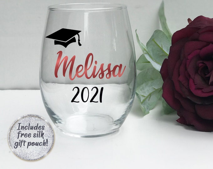 Graduation Wine Glass Personalized Graduation Wine Glass Etsy