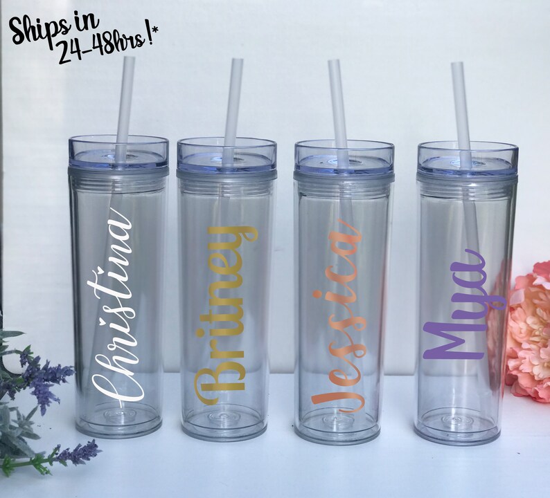 Customizable Skinny Tumblerbridal Party Favor Giftbridal Etsy