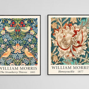 William Morris Prints Set of 2, William Morris Poster, William Morris Exhibition Poster, Floral Art Prints, Kitchen Prints, Art Nouveau