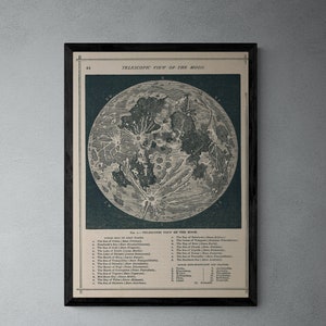 Vintage Moon Map Vintage Lunar Map of the Moon Antique Moon - Etsy