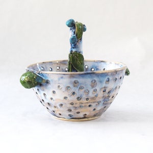 Blueberry Themed Berry Bowl, Thrown Stoneware image 1