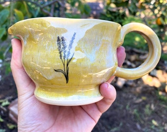 Yellow Wheel Thrown 8 oz Stoneware Gravy Boat