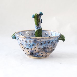 Blueberry Themed Berry Bowl, Thrown Stoneware image 4