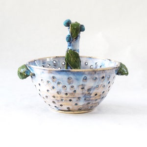Blueberry Themed Berry Bowl, Thrown Stoneware image 2