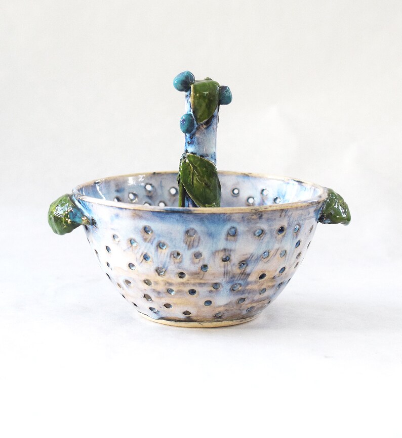 Blueberry Themed Berry Bowl, Thrown Stoneware image 2