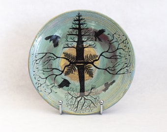 Birds & Trees 7 1/2-inch Thrown Stoneware Plate