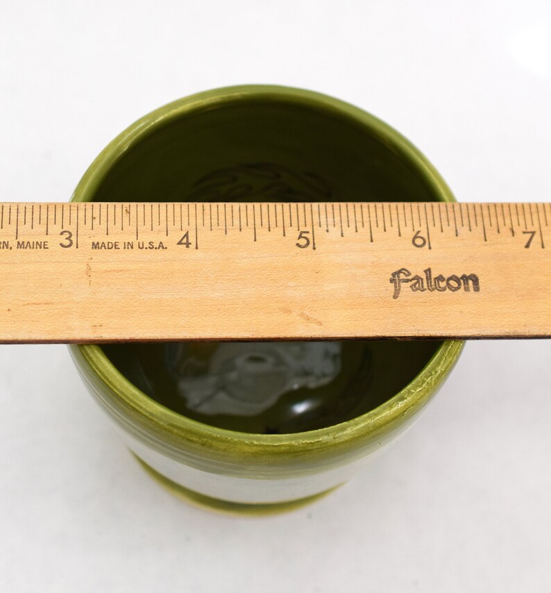 Small Green Thrown Bowl with Falling Stars