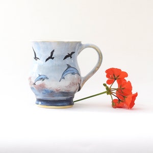 Dolphins and Seagulls Stoneware Mug