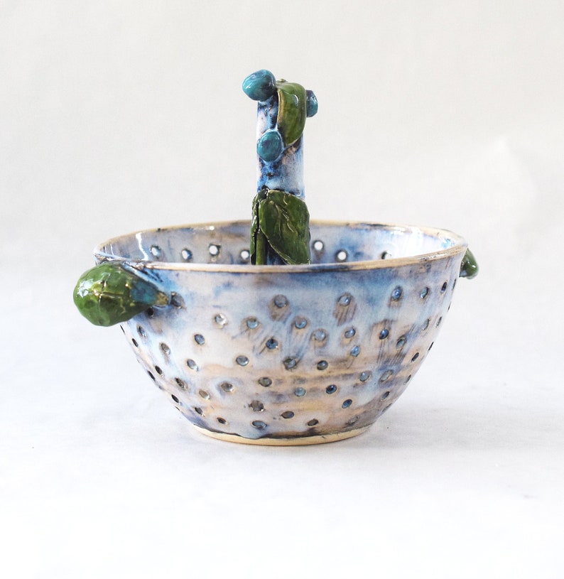 Blueberry Themed Berry Bowl, Thrown Stoneware image 1