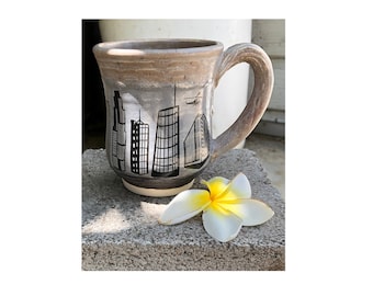 Cityscape Thrown Stoneware Mug