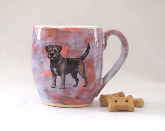 Thrown Stoneware Mug with Border Terrier