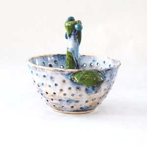 Blueberry Themed Berry Bowl, Thrown Stoneware image 3