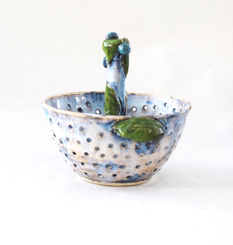 Blueberry Themed Berry Bowl, Thrown Stoneware image 3