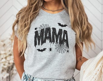 Halloween Mama T-Shirt - Spooky Spiderweb Tee for Moms