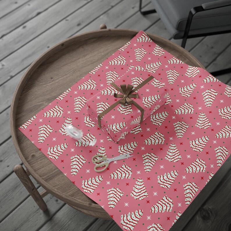 Presentpapper till julgranstårtor | Presentpapper för högtider | Retro julklappspapper | Presentpapper med julmotiv bild 7